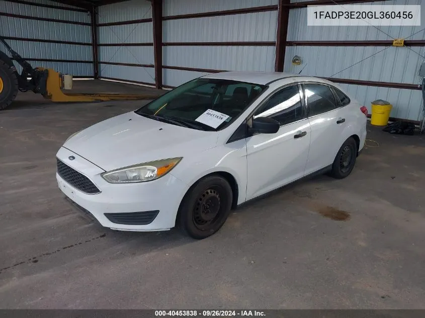 2016 Ford Focus S VIN: 1FADP3E20GL360456 Lot: 40453838