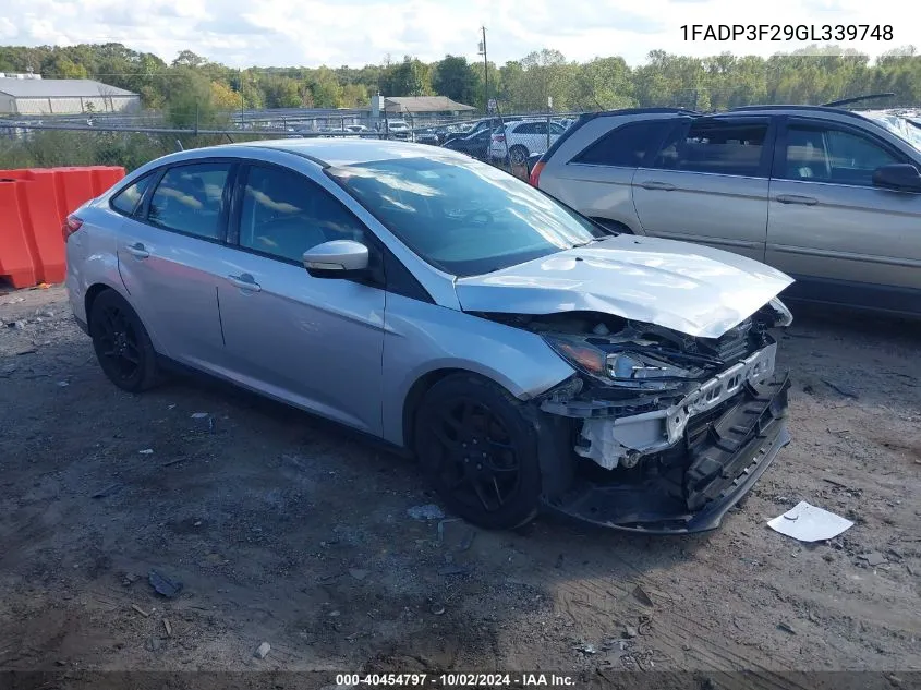 2016 Ford Focus Se VIN: 1FADP3F29GL339748 Lot: 40454797