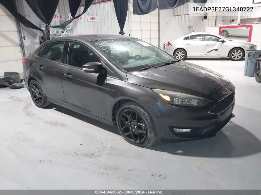 2016 Ford Focus Se VIN: 1FADP3F27GL340722 Lot: 40463632