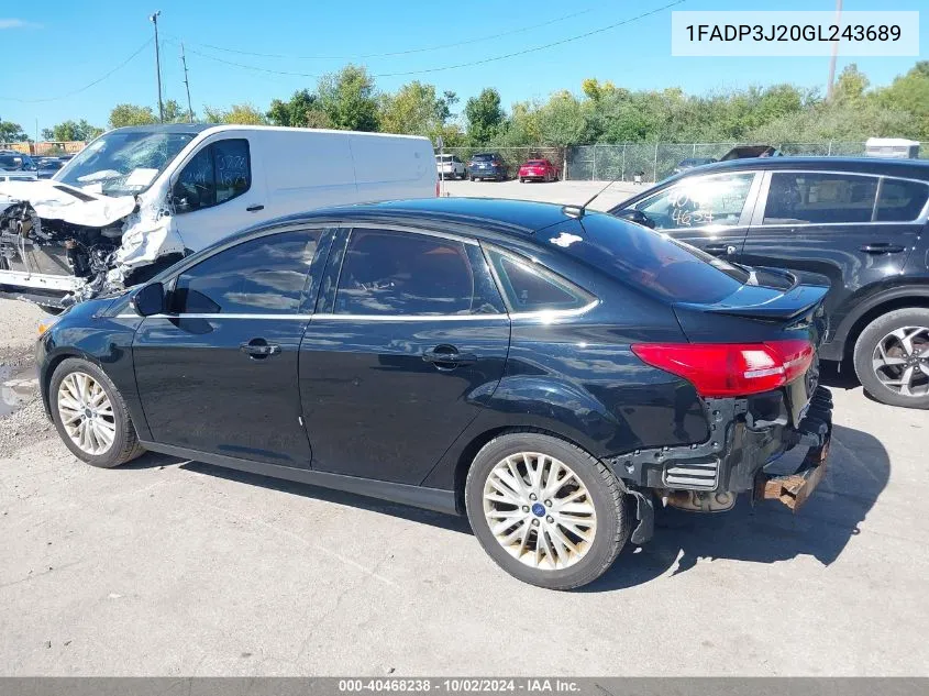 2016 Ford Focus Titanium VIN: 1FADP3J20GL243689 Lot: 40468238