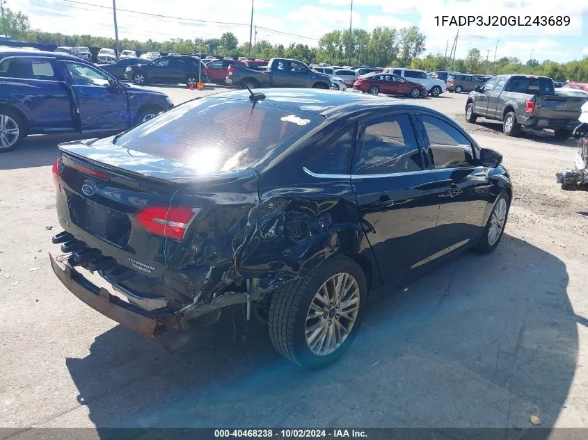 2016 Ford Focus Titanium VIN: 1FADP3J20GL243689 Lot: 40468238