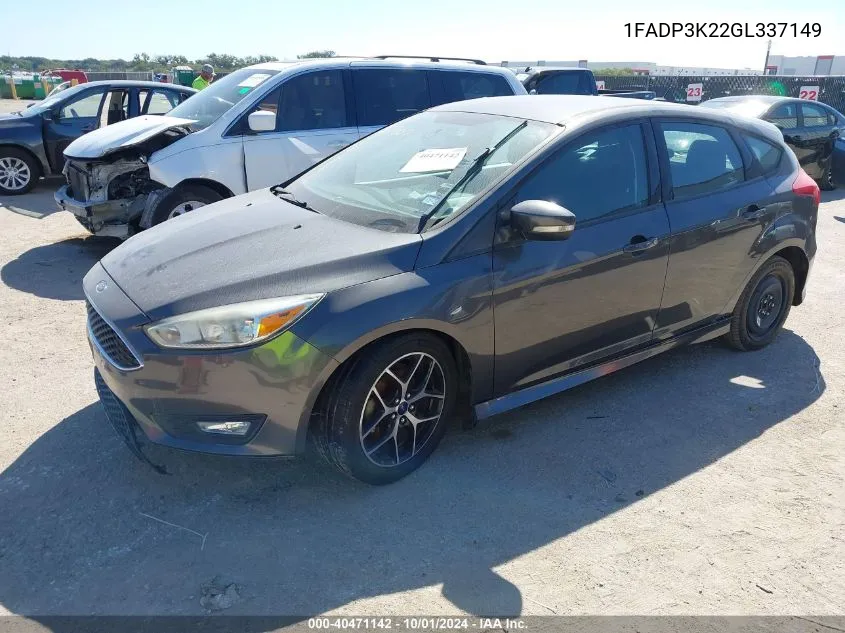 2016 Ford Focus Se VIN: 1FADP3K22GL337149 Lot: 40471142