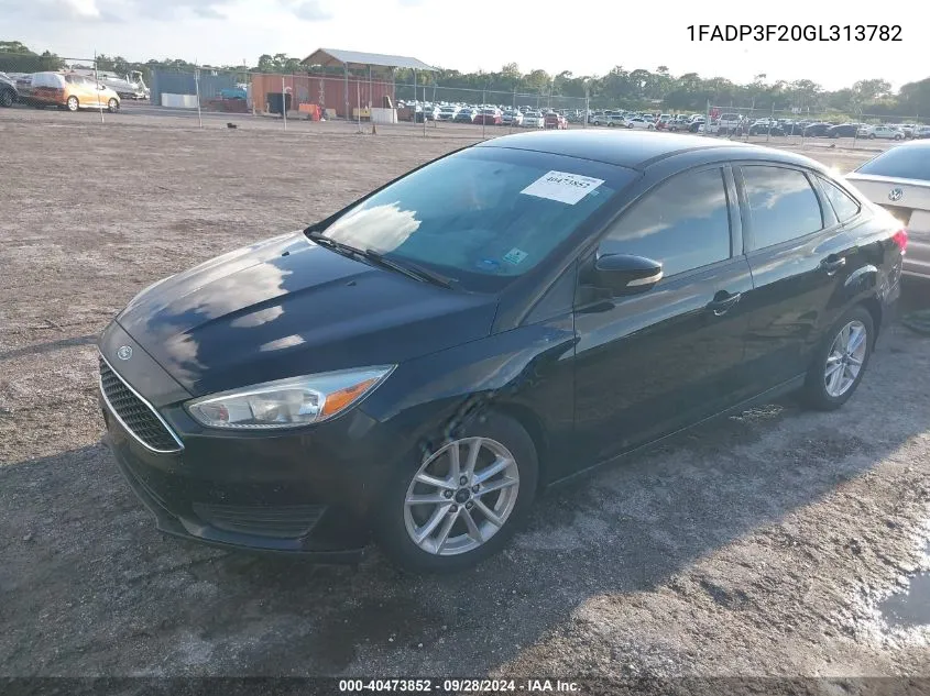 2016 Ford Focus Se VIN: 1FADP3F20GL313782 Lot: 40473852