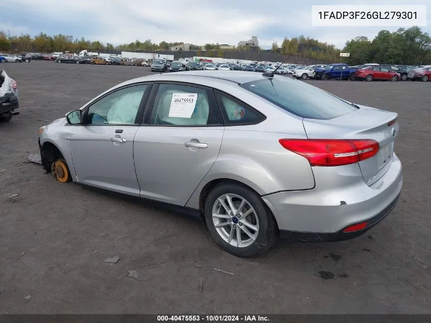 2016 Ford Focus Se VIN: 1FADP3F26GL279301 Lot: 40475553