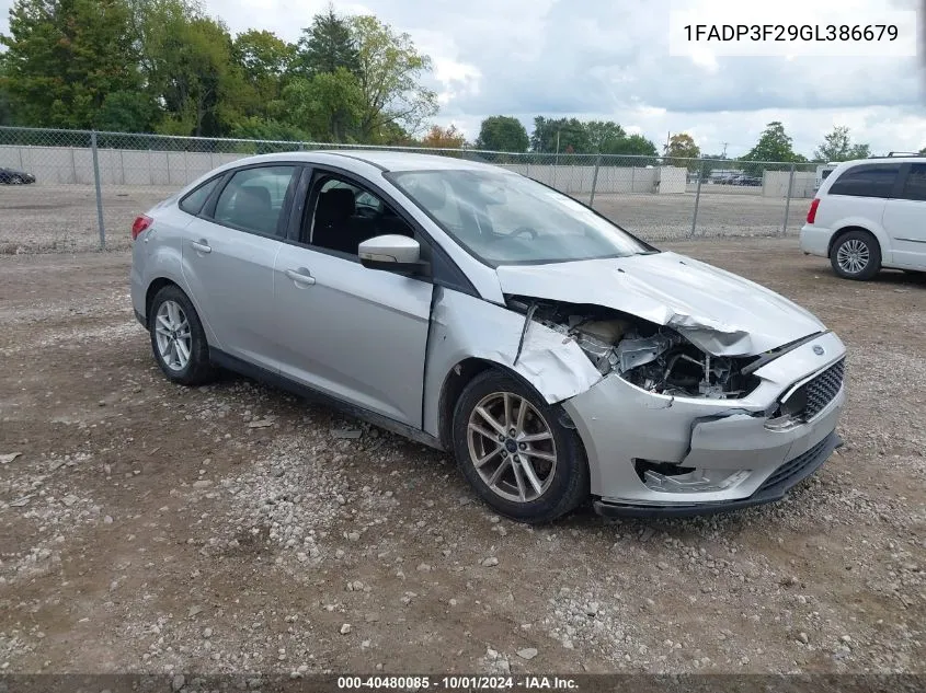 2016 Ford Focus Se VIN: 1FADP3F29GL386679 Lot: 40480085