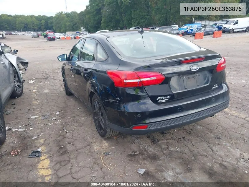 2016 Ford Focus Se VIN: 1FADP3F26GL363876 Lot: 40480184