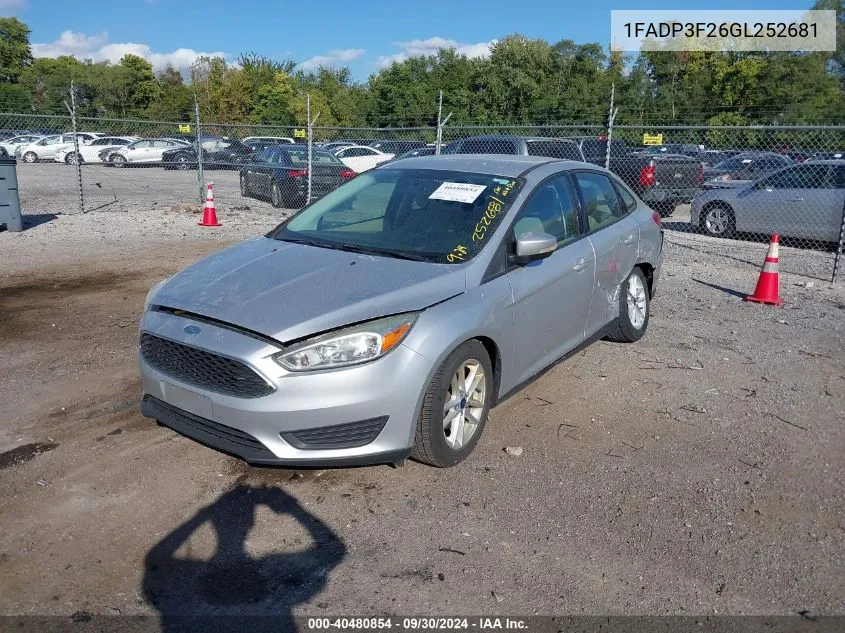 2016 Ford Focus Se VIN: 1FADP3F26GL252681 Lot: 40480854