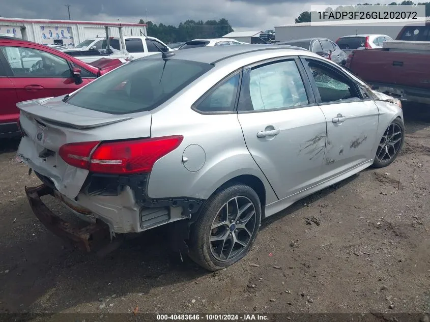 2016 Ford Focus Se VIN: 1FADP3F26GL202072 Lot: 40483646