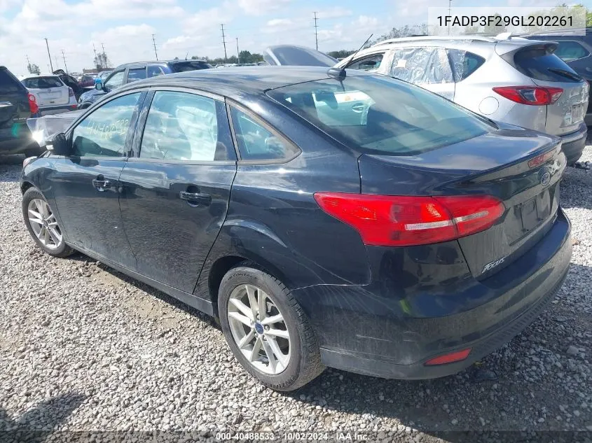 2016 Ford Focus Se VIN: 1FADP3F29GL202261 Lot: 40488533