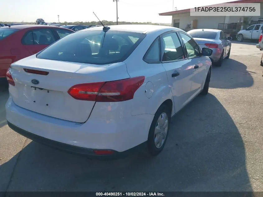 2016 Ford Focus S VIN: 1FADP3E25GL374756 Lot: 40490251