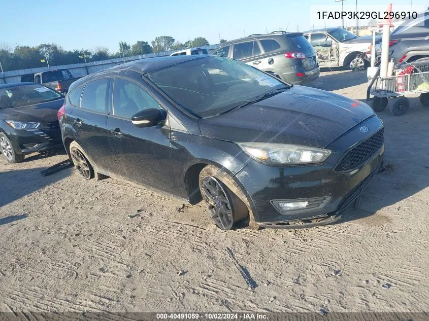 2016 Ford Focus Se VIN: 1FADP3K29GL296910 Lot: 40491059