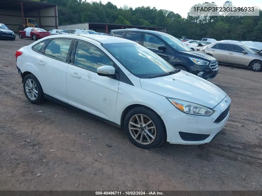 2016 Ford Focus Se VIN: 1FADP3F23GL396933 Lot: 40496711