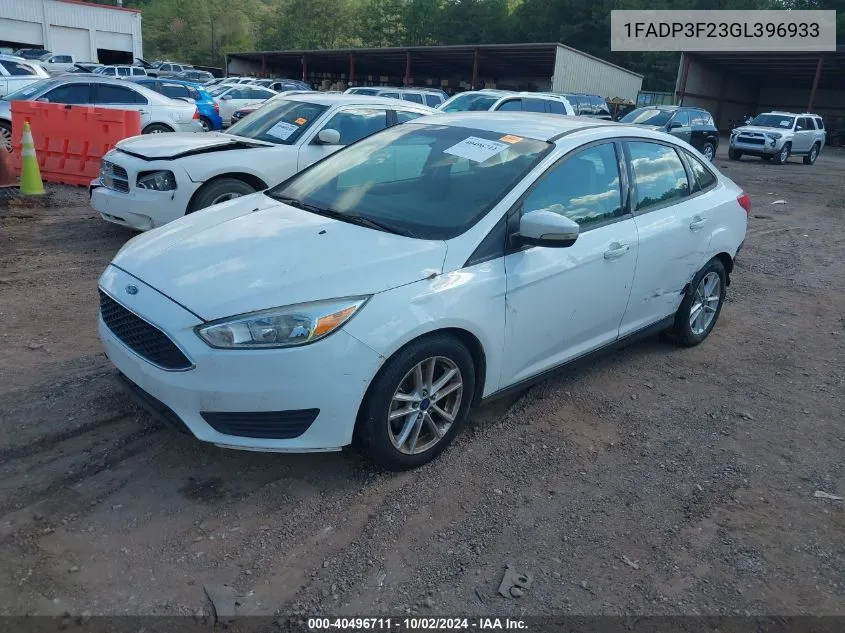 2016 Ford Focus Se VIN: 1FADP3F23GL396933 Lot: 40496711