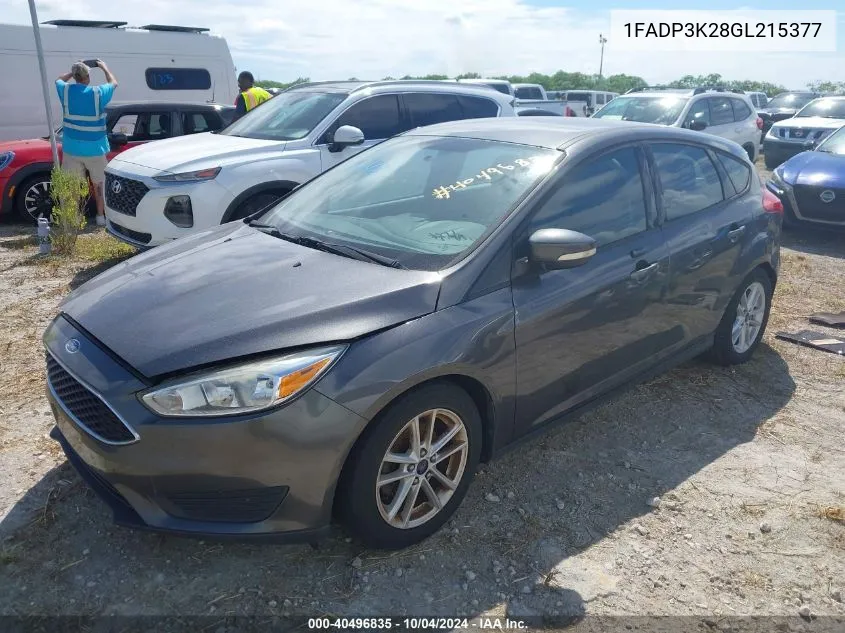 2016 Ford Focus Se VIN: 1FADP3K28GL215377 Lot: 40496835