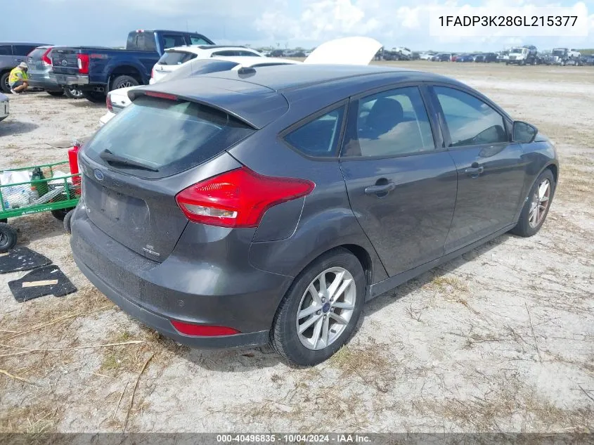 2016 Ford Focus Se VIN: 1FADP3K28GL215377 Lot: 40496835