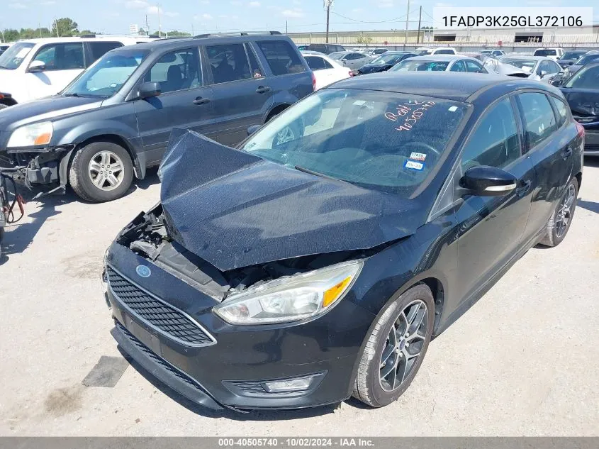 2016 Ford Focus Se VIN: 1FADP3K25GL372106 Lot: 40505740