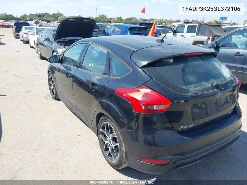 2016 Ford Focus Se VIN: 1FADP3K25GL372106 Lot: 40505740