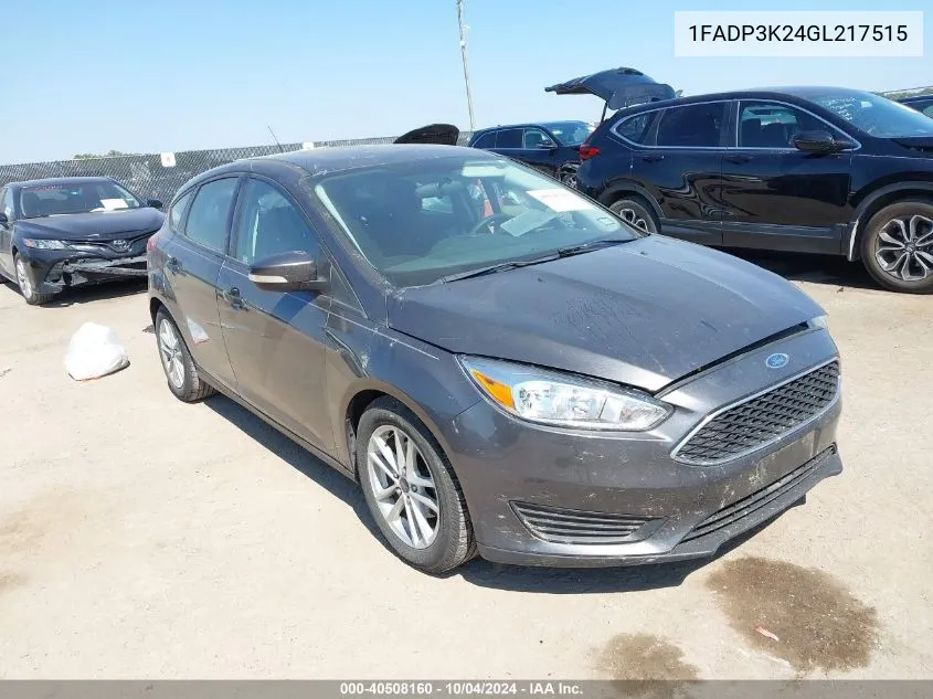 2016 Ford Focus Se VIN: 1FADP3K24GL217515 Lot: 40508160