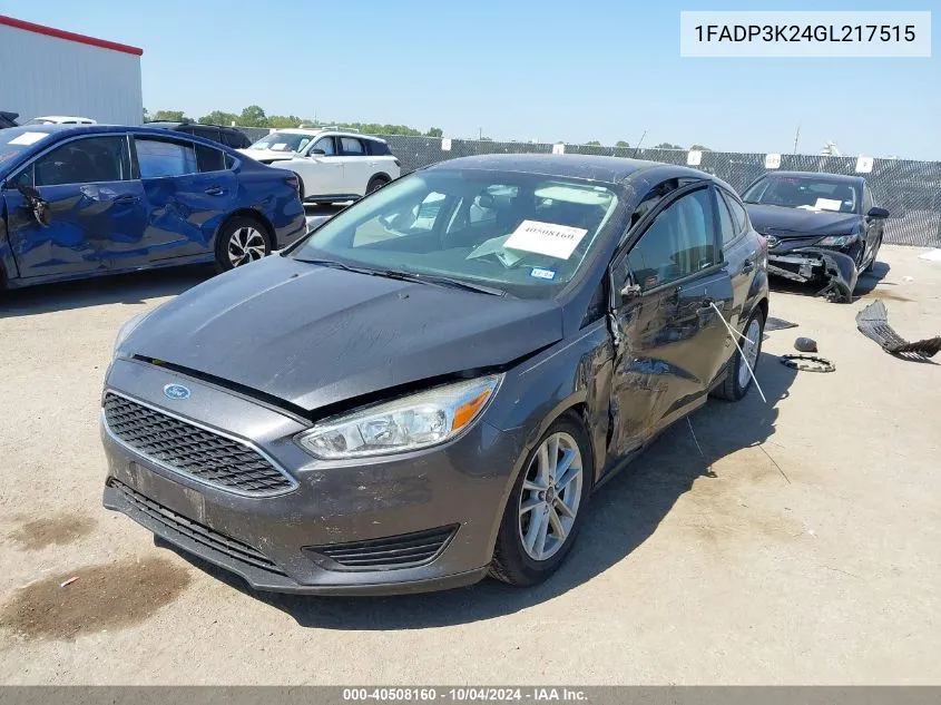 2016 Ford Focus Se VIN: 1FADP3K24GL217515 Lot: 40508160