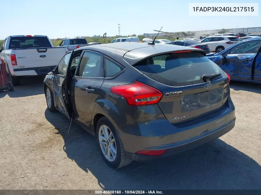 2016 Ford Focus Se VIN: 1FADP3K24GL217515 Lot: 40508160