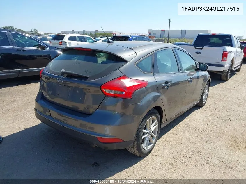 2016 Ford Focus Se VIN: 1FADP3K24GL217515 Lot: 40508160