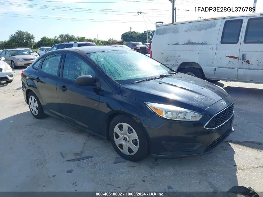 2016 Ford Focus S VIN: 1FADP3E28GL376789 Lot: 40510002