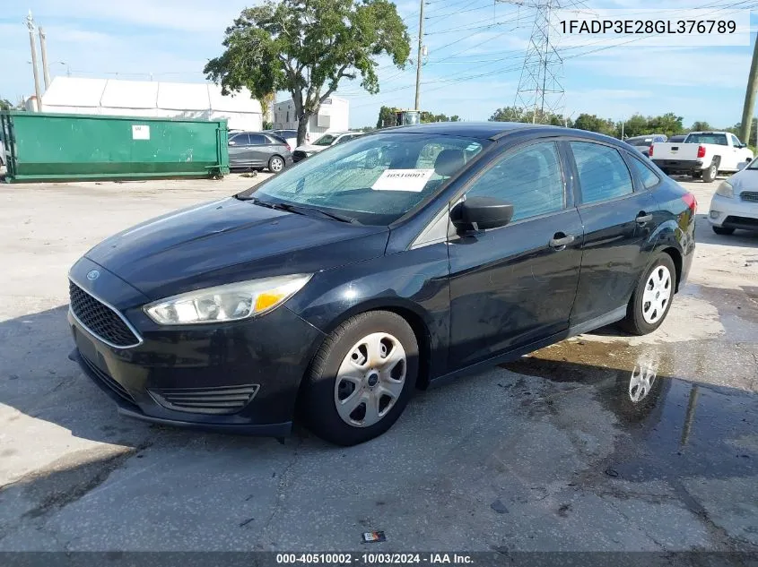 2016 Ford Focus S VIN: 1FADP3E28GL376789 Lot: 40510002