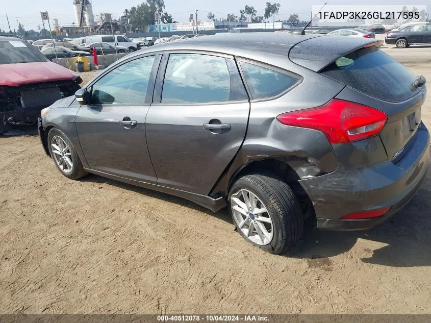 2016 Ford Focus Se VIN: 1FADP3K26GL217595 Lot: 40512078