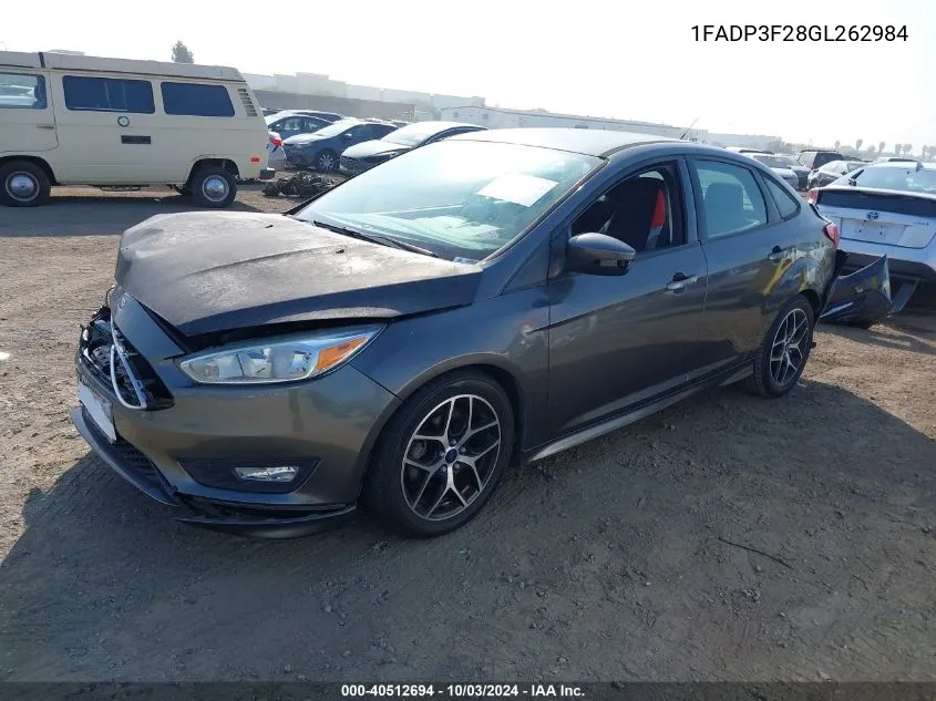 2016 Ford Focus Se VIN: 1FADP3F28GL262984 Lot: 40512694