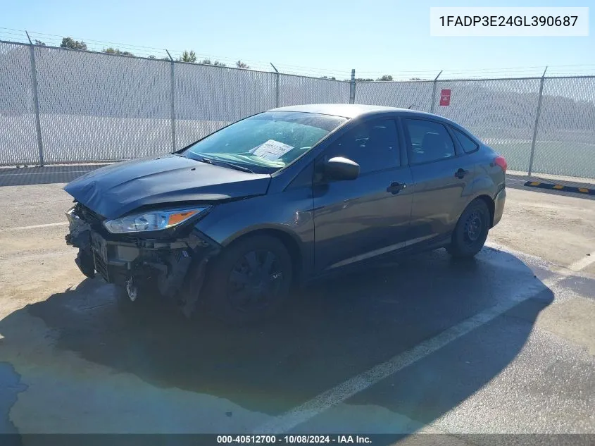 2016 Ford Focus S VIN: 1FADP3E24GL390687 Lot: 40512700