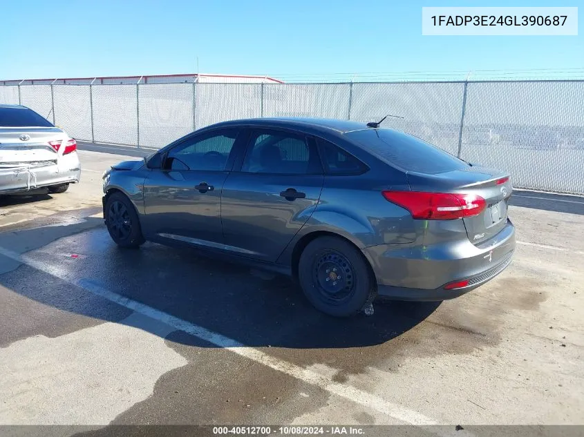 2016 Ford Focus S VIN: 1FADP3E24GL390687 Lot: 40512700