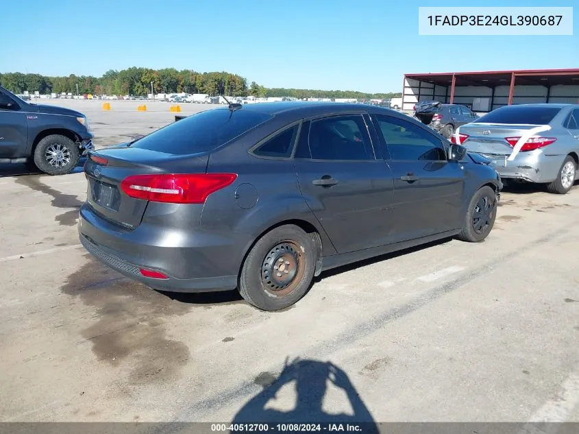 2016 Ford Focus S VIN: 1FADP3E24GL390687 Lot: 40512700