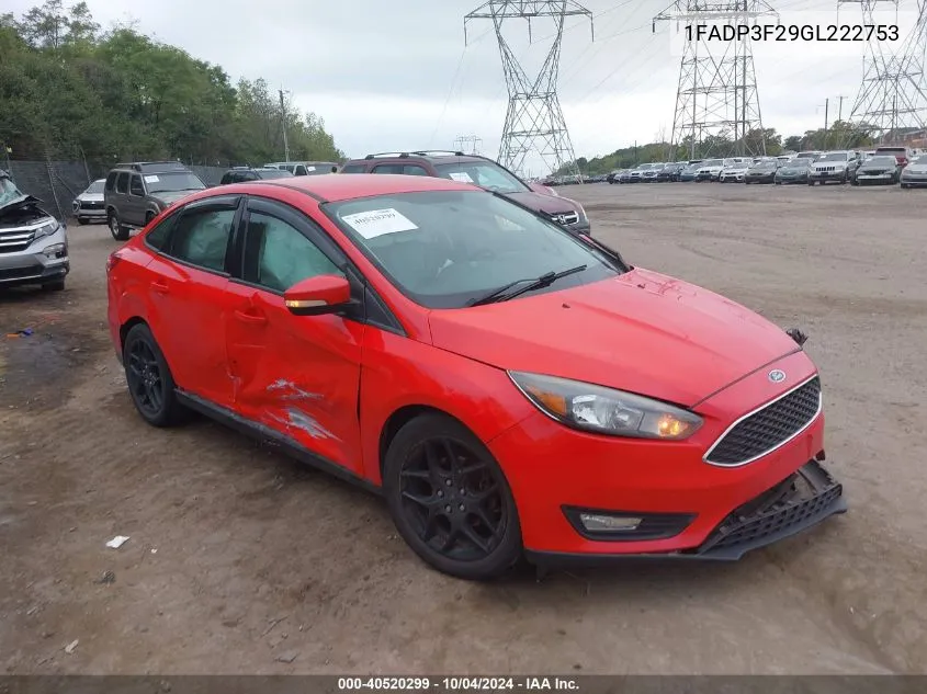 2016 Ford Focus Se VIN: 1FADP3F29GL222753 Lot: 40520299