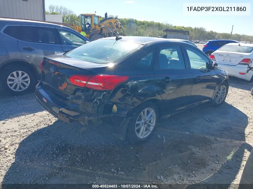 2016 Ford Focus Se VIN: 1FADP3F2XGL211860 Lot: 40524403