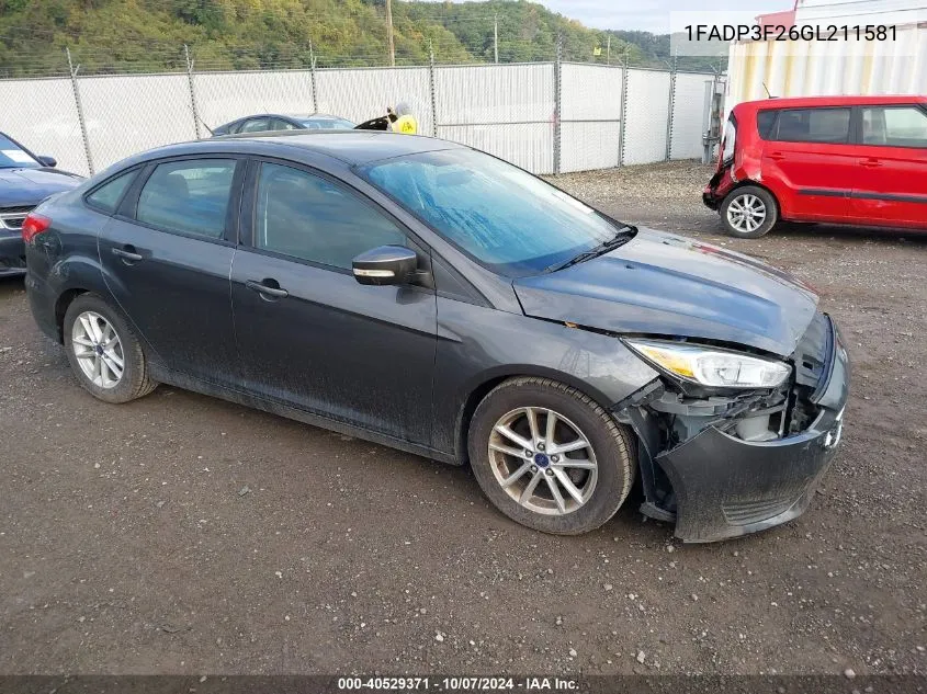 2016 Ford Focus Se VIN: 1FADP3F26GL211581 Lot: 40529371