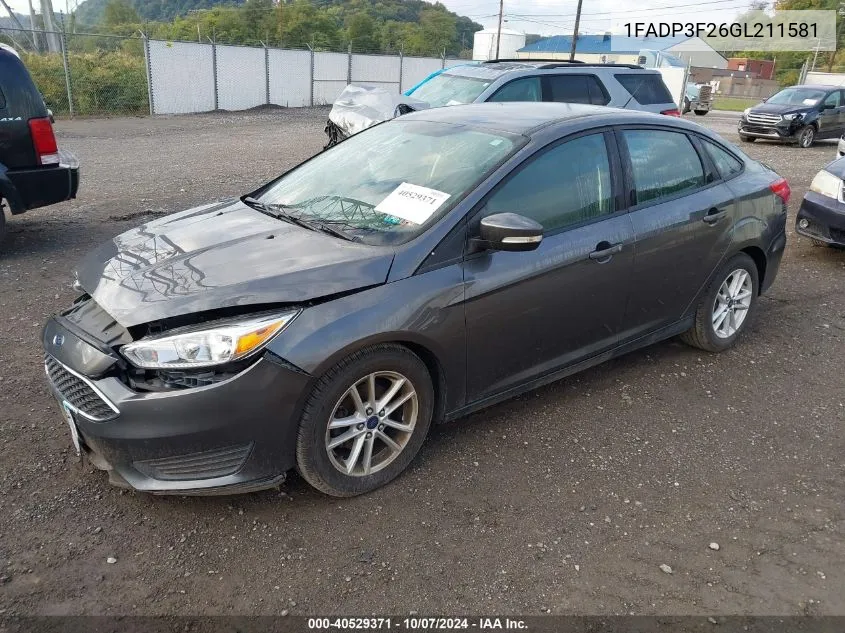 2016 Ford Focus Se VIN: 1FADP3F26GL211581 Lot: 40529371