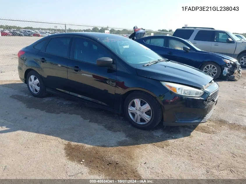 2016 Ford Focus S VIN: 1FADP3E21GL238043 Lot: 40534341