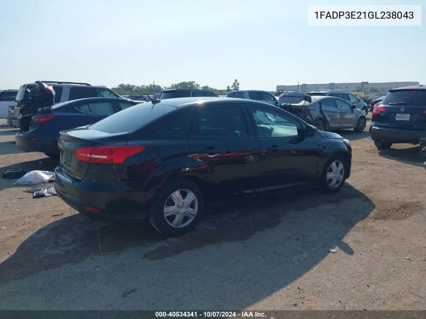 2016 Ford Focus S VIN: 1FADP3E21GL238043 Lot: 40534341