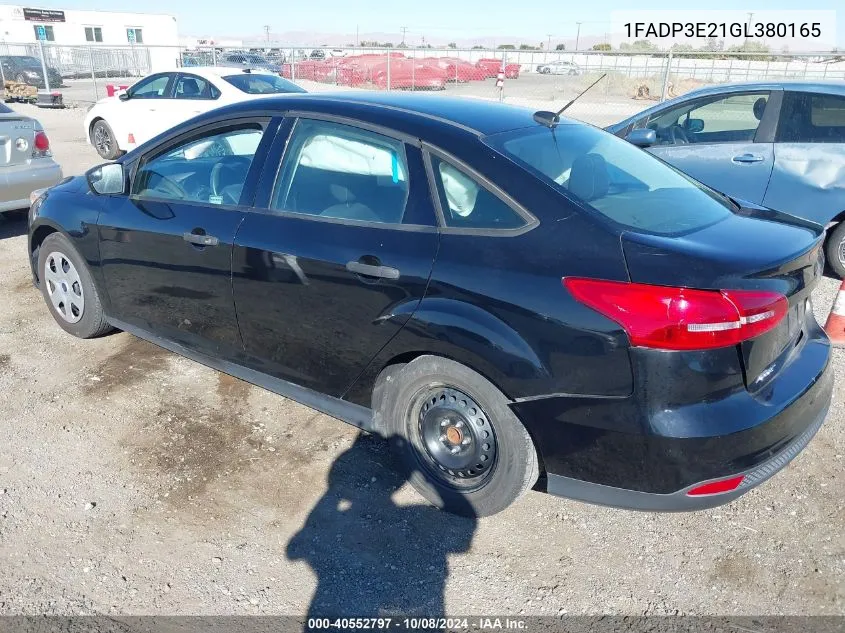 2016 Ford Focus S VIN: 1FADP3E21GL380165 Lot: 40552797