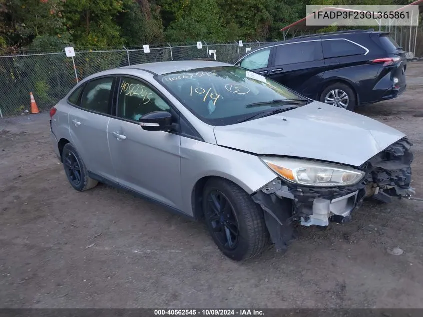 2016 Ford Focus Se VIN: 1FADP3F23GL365861 Lot: 40562545