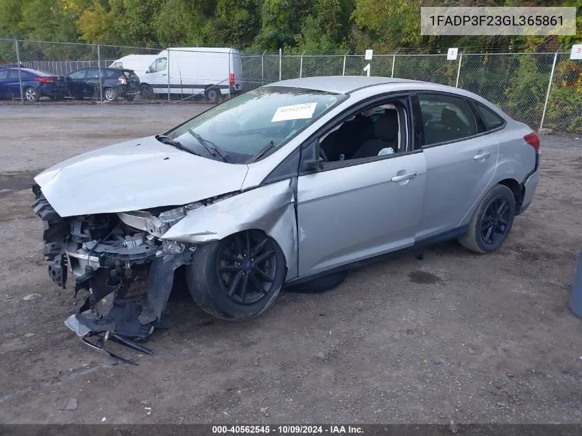 2016 Ford Focus Se VIN: 1FADP3F23GL365861 Lot: 40562545