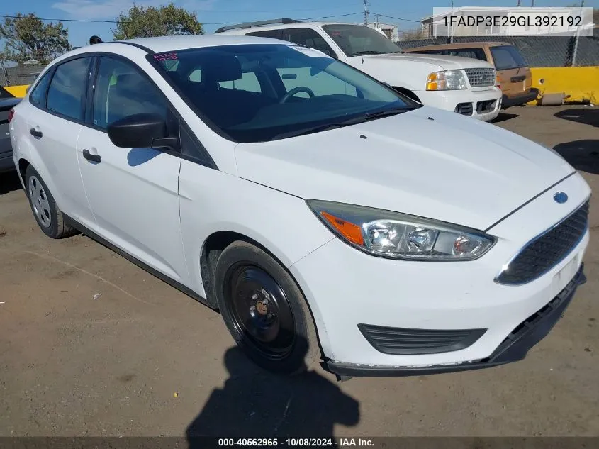 2016 Ford Focus S VIN: 1FADP3E29GL392192 Lot: 40562965