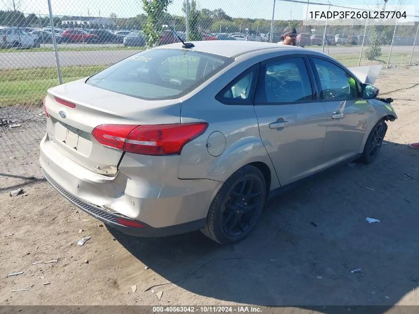 2016 Ford Focus Se VIN: 1FADP3F26GL257704 Lot: 40563042