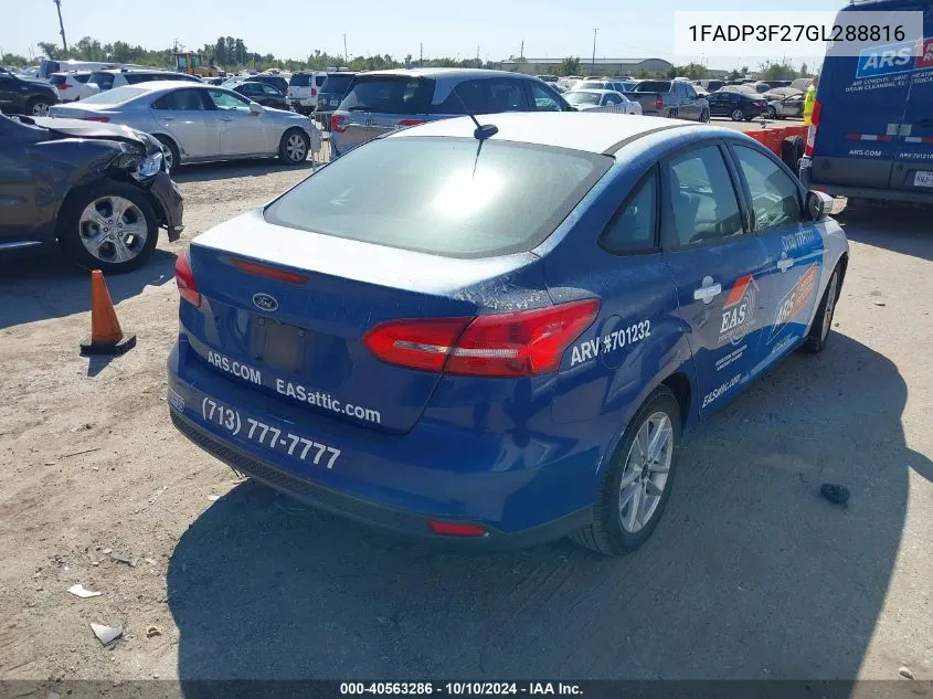 2016 Ford Focus Se VIN: 1FADP3F27GL288816 Lot: 40563286