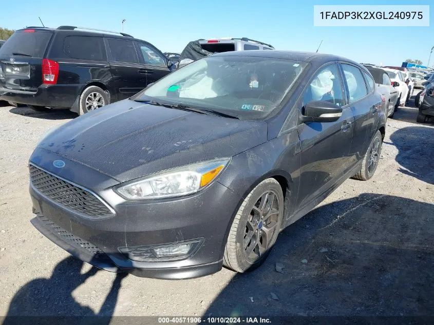 2016 Ford Focus Se VIN: 1FADP3K2XGL240975 Lot: 40571906