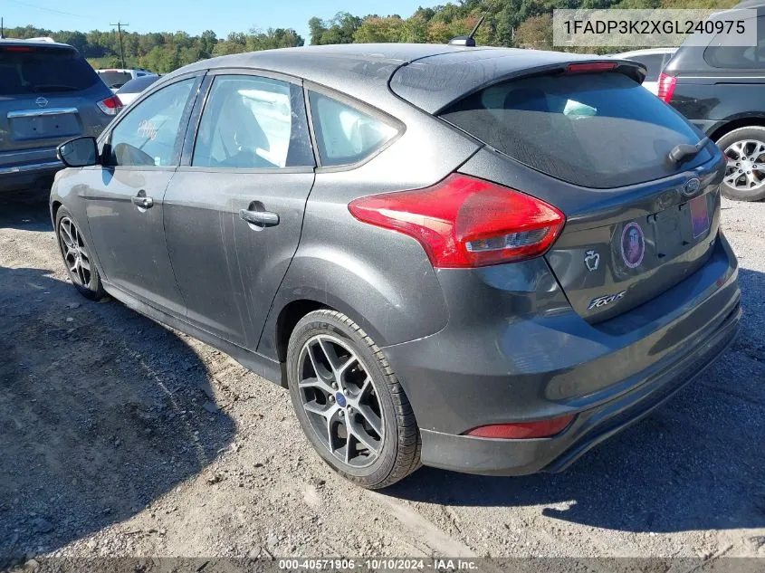 2016 Ford Focus Se VIN: 1FADP3K2XGL240975 Lot: 40571906