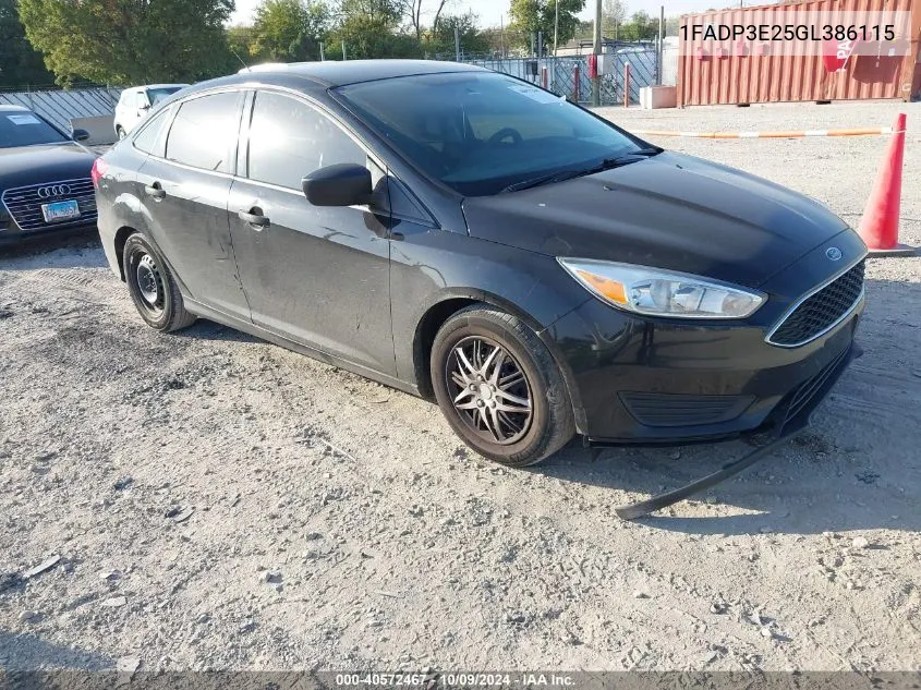 2016 Ford Focus S VIN: 1FADP3E25GL386115 Lot: 40572467