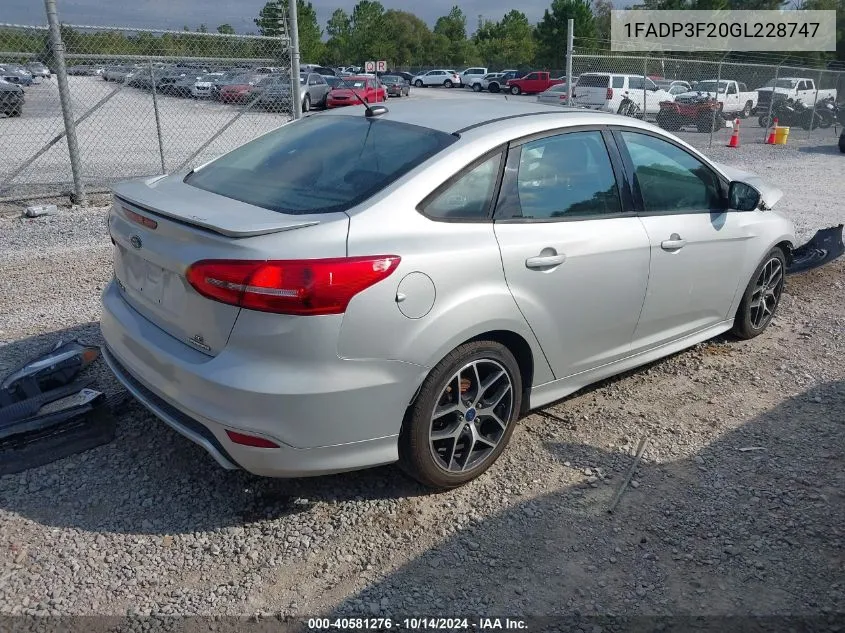 2016 Ford Focus Se VIN: 1FADP3F20GL228747 Lot: 40581276