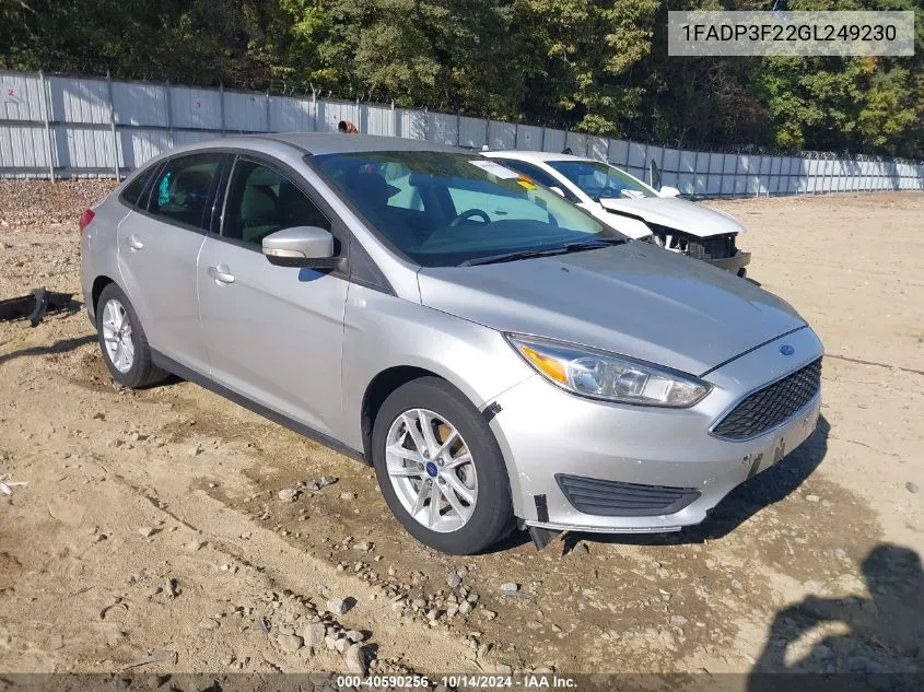 2016 Ford Focus Se VIN: 1FADP3F22GL249230 Lot: 40590256