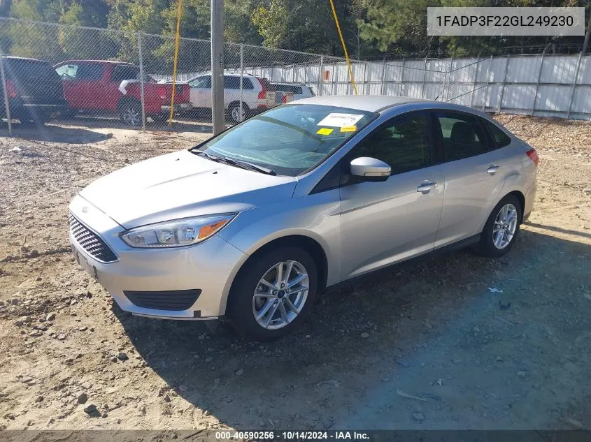 2016 Ford Focus Se VIN: 1FADP3F22GL249230 Lot: 40590256